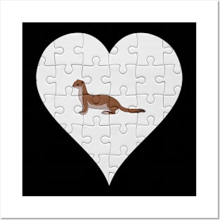 Jigsaw  Weasel Heart Design - Wild Animal Weasel Posters and Art